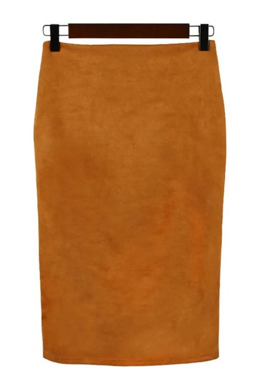 Suede Midi Pencil Skirt