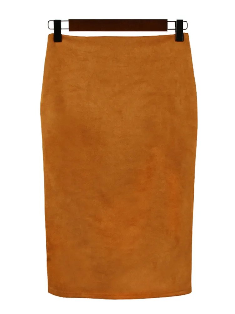 Suede Midi Pencil Skirt