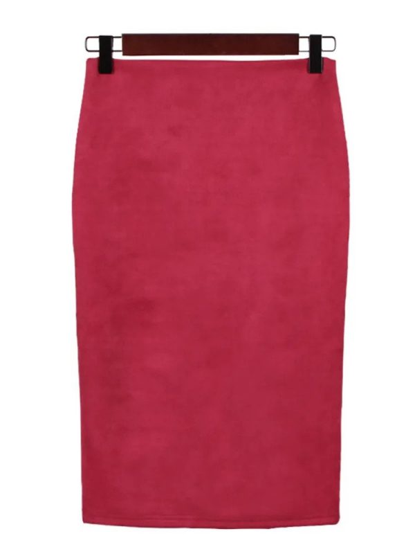 Suede Midi Pencil Skirt - Image 6